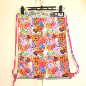 Pink drawstring backpack Funpressions candy Gummy bear cupcake